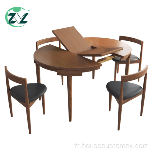 Table à manger en bois Mobilier de maison ronde extensible